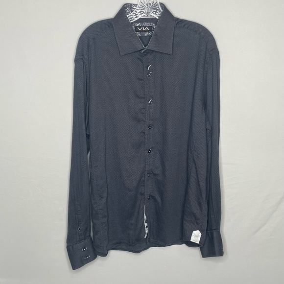VIA Uomo Gray Button Up Long Sleeve Shirt Size XXL - Picture 1 of 4